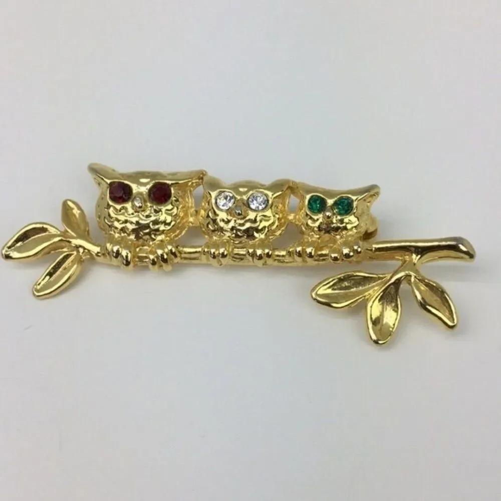 Vintage 1980s Owl Brooch Whimsical‎ Fairycore Cottage Grandmother Pin